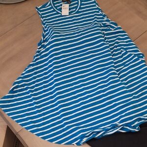 Lane Bryant Blue and White Striped Sleeveless Top. Flowey, Longer